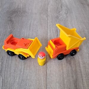 Vintage FISHER PRICE Little People Construction Vehicles & Boy